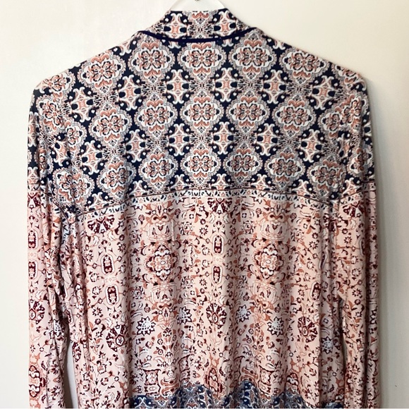 LOGO by Lori Goldstein QVC Open Front Mixed Print Duster - Blue/Pink - L - Picture 7 of 10